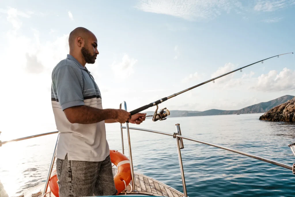 A man doing offshore fishing
